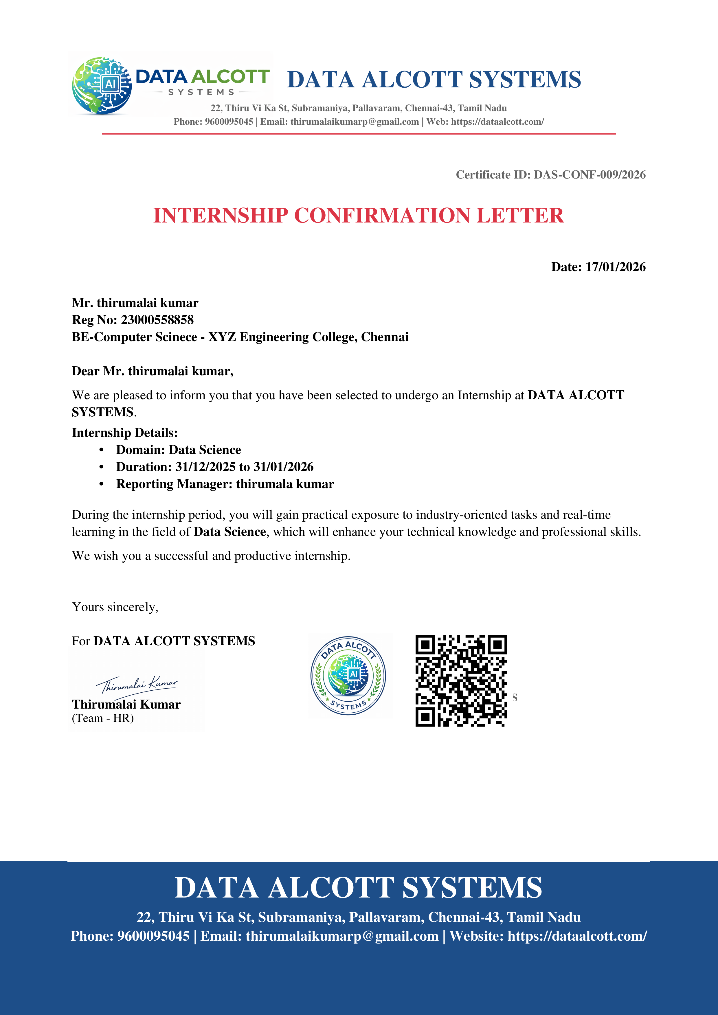 Internship Confirmation